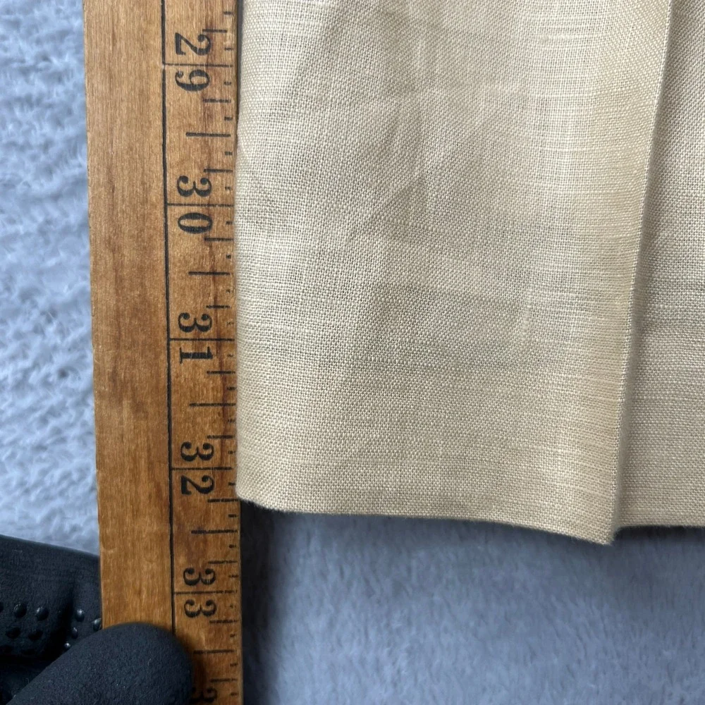 Prestige Original Mens Tan Linen Pants Pleated‎ Straight Leg Trousers 38x32